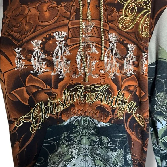 Vintage Christian Audigier Ed Hardy Full Zip Sweatshirt Men’s XL - Picture 2 of 15